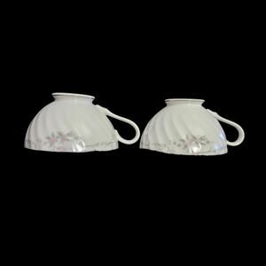 Gold Standard Japan Porcelain Tea Cups Set of 2 Pink Floral Swirl